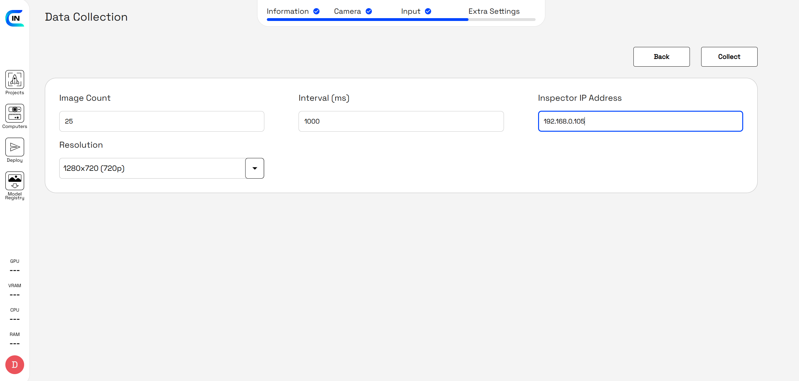 Data Collection Step 4 - Extra Settings