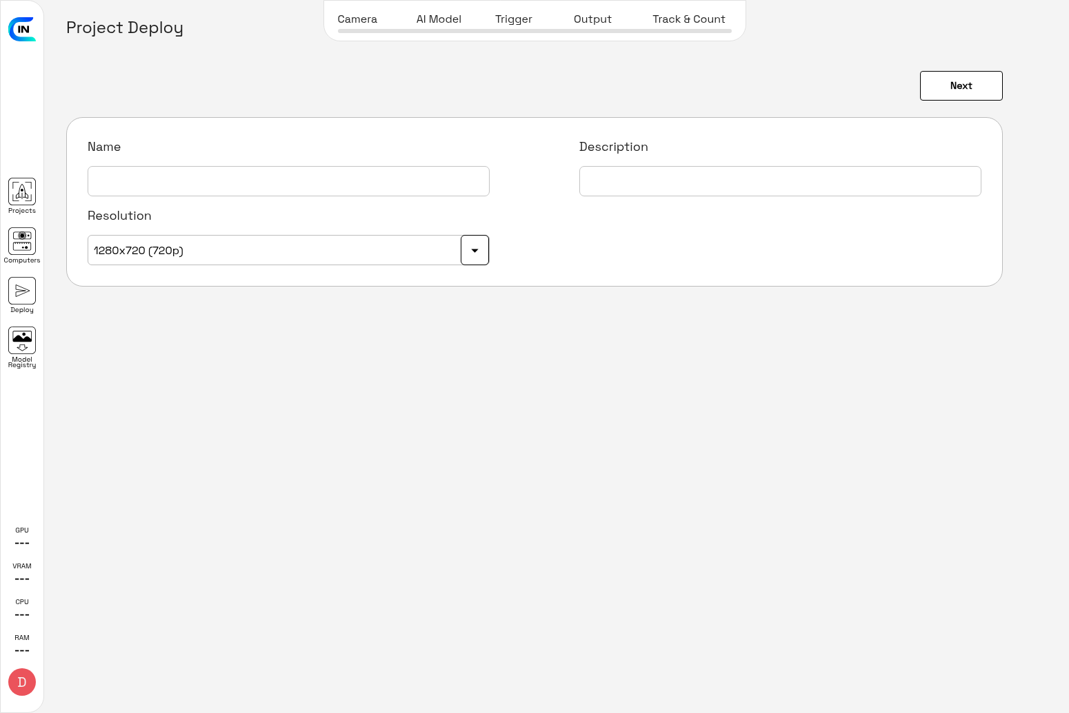Deploy Step 1 - Camera