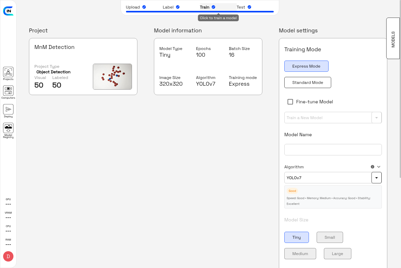 Training Interface Express Mode