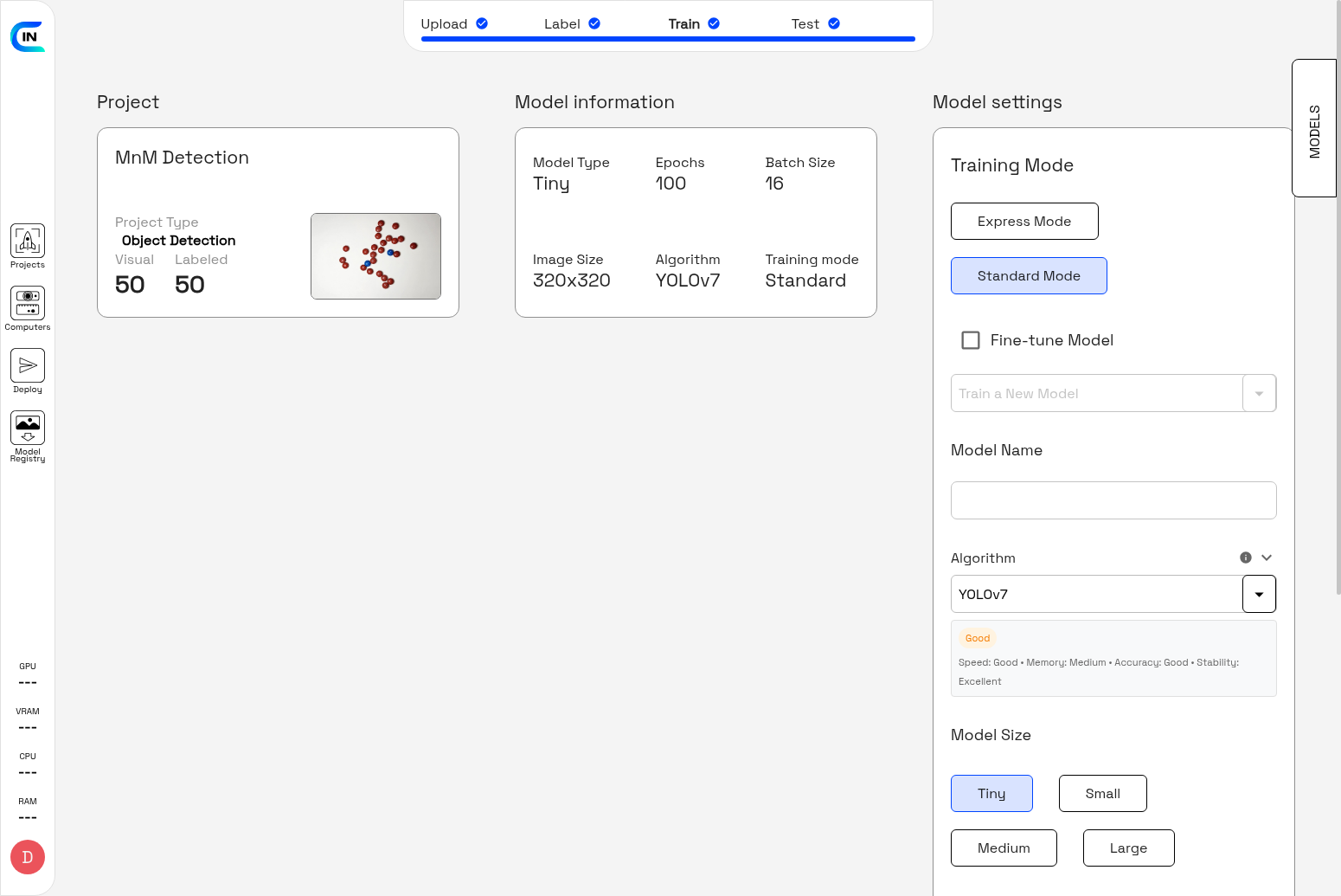 Training Interface Standard Mode